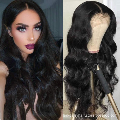 Brazilian Virgin Human Hair Body Wave  Lace Frontal Wig 13x4 Transparent 150% HD Lace Closure Wig For Women In Wholesale